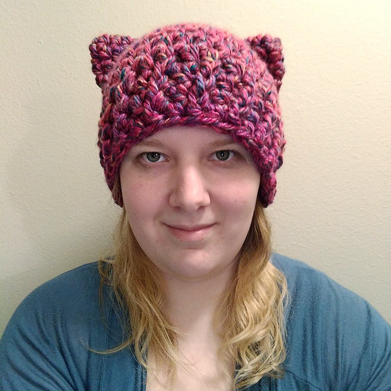 Crochet Hat pattern cat ear beanie pattern kitty hat crochet cat