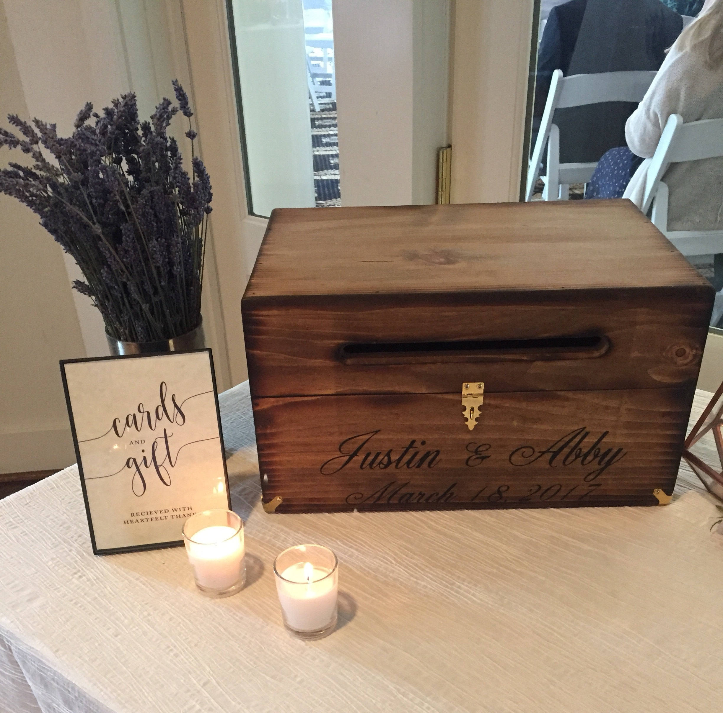 Wood Wedding Card Box with Latch Wedding Money Box Wedding