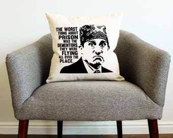 The Office TV Show Michael Scott "Prison Mike" Pillow - Home Decor, Gift for Her, Gift for Him, Grad Gift, Gift for Mom, Gift for Dad