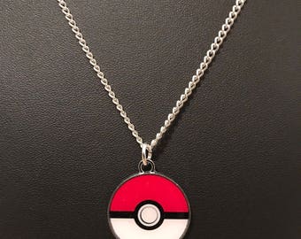 Silver Plated Nintendo Pokemon Pokeball Necklace