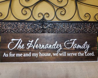 Personalized Last Name Wood Signs - As for me and my house, we will serve the Lord - Wedding Gift Rustic Signs -Engagement Art Signs
