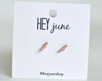 Gold rod bar earrings, Rod bar Earrings, rose gold rod bar earrings, silver rod bar earrings, minimalist earrings, rod bar stud earrings