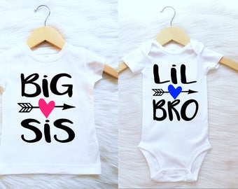ALL SIZES Customizable COLORS big sis lil bro matching shirts big sister little brother shirts sibling matching shirts