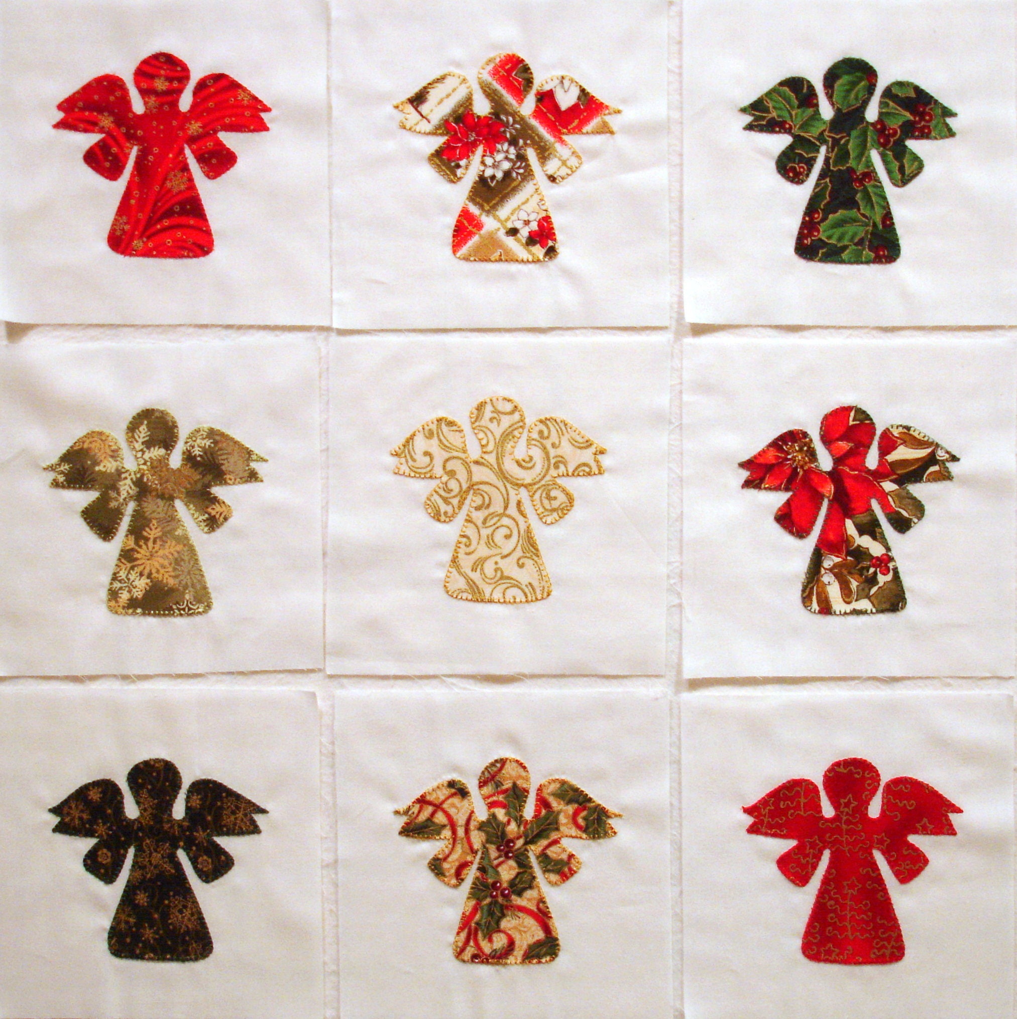Quilt Blocks Appliqued Christmas Angels