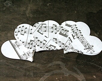 Heart die cuts, sheet music paper hearts, 25 hearts, hand-punched from vintage sheet music, scrapbooking, card making, crafts