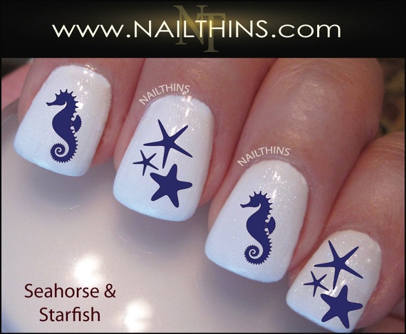 Nail Decals Seahorse And Starfish Nail Art Designs By - Nail Decals Seahorse And Starfish Nail Art Designs By