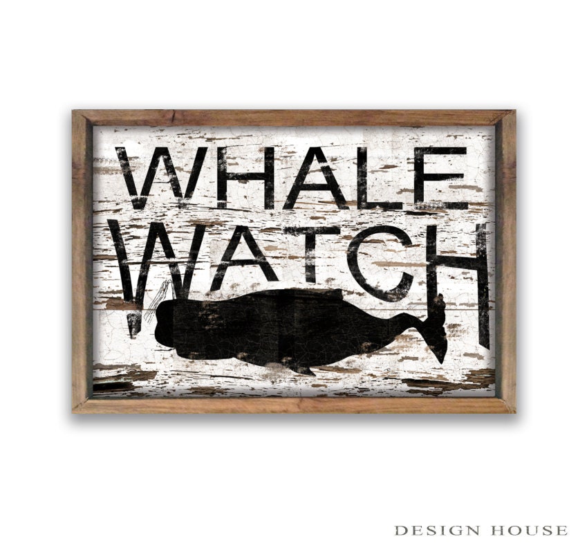Whale Watch Wooden Sign Signs Nautical Beach House Zoom
