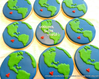 Welcome to the World Baby Shower Hand decorated sugar cookies (#2389)