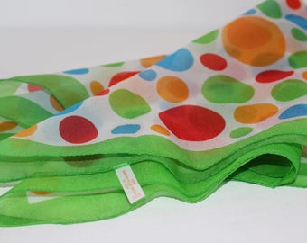 Vintage Chiffon Nylon Made in Japan Polka Dot Scarf/Bandana 22 1/2 By 22 1/2 inches