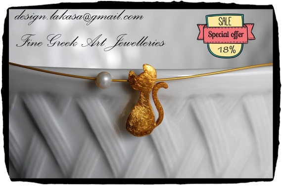 SALE Cat Jewelry Necklace Sterling Silver Gold plated best gift ideas for her birthday anniversary girlfriend love OFFER Price catlovers mom