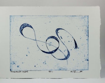 Merry meander. Hand made collograph print. Abstract.