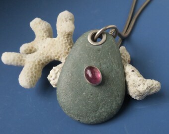 SALE River Rock Pink Tourmaline Pendant
