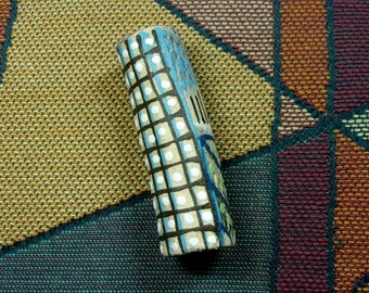 TUBE BEAD Ceramic Clay Jewelry Component, One of a Kind Handmade and Hand Patterned, Unique Full Round Tube Shape, Limited Edition