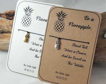Essere un ananas Wish fascino braccialetto, cavigliera, amicizia, fortuna, regalo di IVF - scelta dei colori - 26 colori