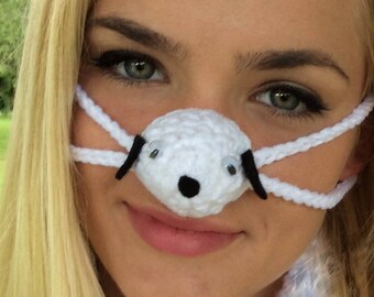 Nose Warmer, Black Eared Puppy, Dog Nose Cozy, Cold Nose Mitten, Adult, Uniex, Gag Gift, Fun Crochet, Winter Actvities, Stocking Stuffer
