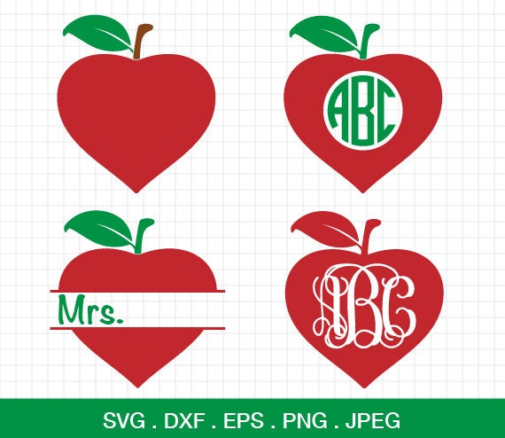 Download Teacher SVG File Teaching Apple Monogram SVG File Teacher