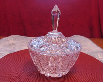 Vintage Crystal Cut Glass Covered Candy Dish