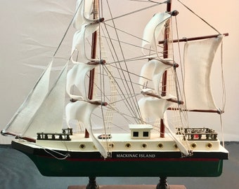 Mackinac Island Souvenir Wooden Model Sailing Ship