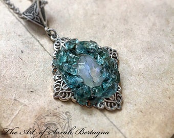 Collier en argent " Natyam " apatites & labradorite blanche - par Sarah Bertagna.