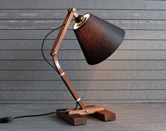 Wooden Lamp, Industrial Lamp, Desk Lamp, Rustic Home Decor, Walnut Lamp, Bedside Lamp, Reading Lamp, Wooden Decor, Designer Lamp, Wood Gift