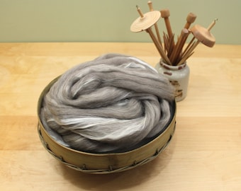 Oatmeal BFL / Silk - Undyed Roving for Spinning or Felting (8oz)