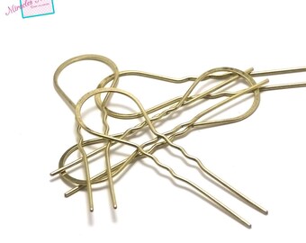 2 large hair pins, brass