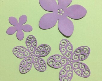 Cut scrapbooking flowers set of 4 cut-out lace