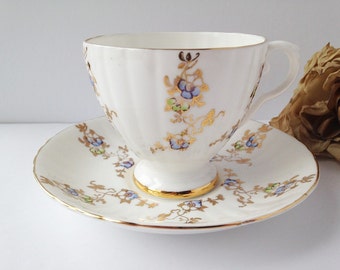 China Royal Grafton Tea Cup and Saucer / Cup and Saucer / Royal Grafton Teacup / Tea Party / Gold Teacup / Bone China Teacup