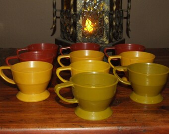 Vintage 70's Set of Ten (10) Solo Cozy Cups Holders Harvest Gold Avocado Green Burgundy No. 68