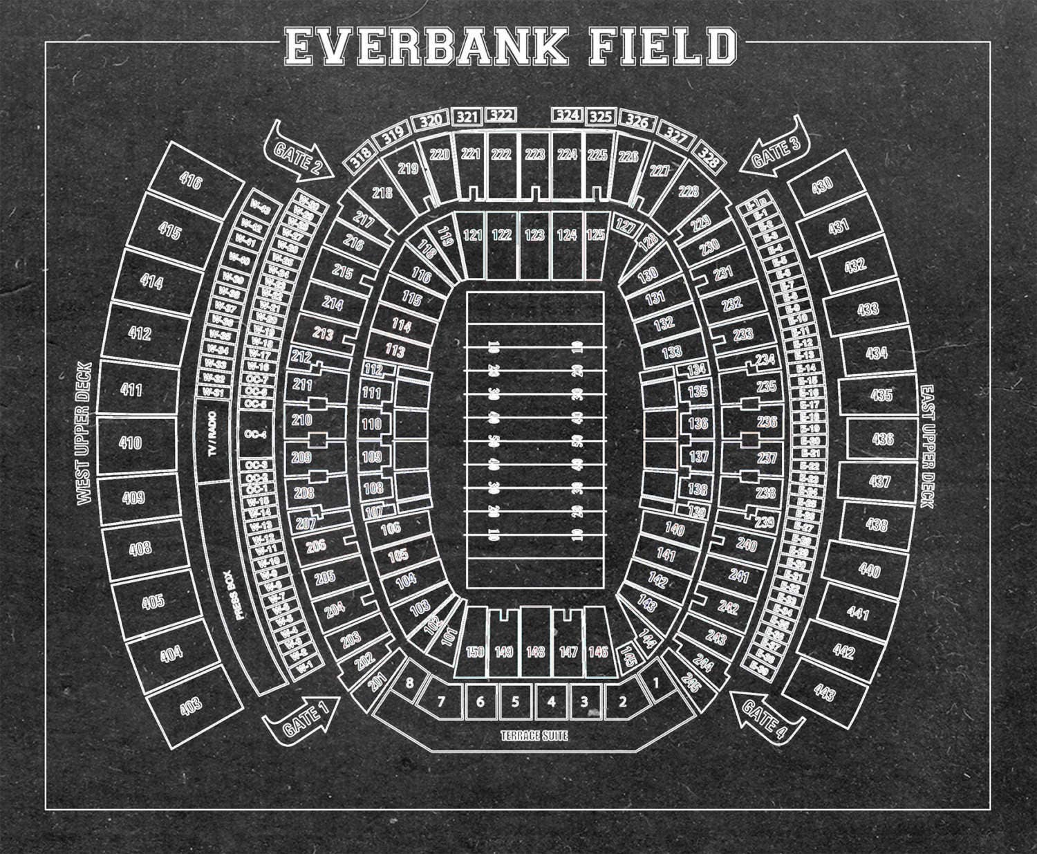 Print Of Vintage Everbank Field Seating Chart Seating Chart On Photo 