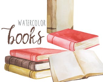 Watercolor Book Clip Art, Vintage Book Clipart, Novel Illustrations, Old Book Clipart, Storybook