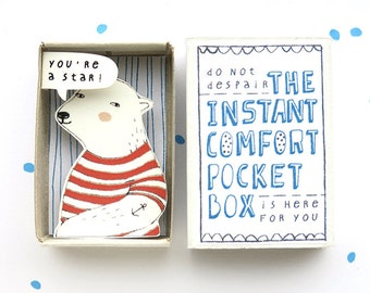 Ijsbeer - The Instant Comfort Pocket Box - je bent een ster! -bericht in een doos - juichen