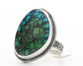 Turquoise Ring, Hubei Turquoise, Sterling Silver Turquoise Ring, Turquoise Jewelry, Polychrome Turquoise, Handmade Ring, Cloud Mountain