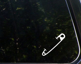 CAR - Safety Pin - Vinyl Car Decal Sticker - Yadda-Yadda Design Co. (5"w x 1.25"h) (Color Choices)