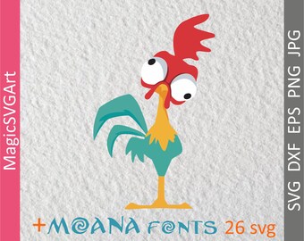 Moana svg, Hei Hei SVG, Cock svg, Hei Hei cut file with moana fonts