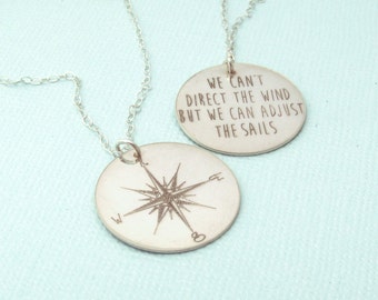 Inspirational Necklace - Compass Necklace - Graduation Gift - Nautical Jewelry - Personalized Necklace - Inspirational Jewelry