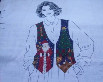 Womens Christmastime Vest Fabric Panel XS, S, M, L