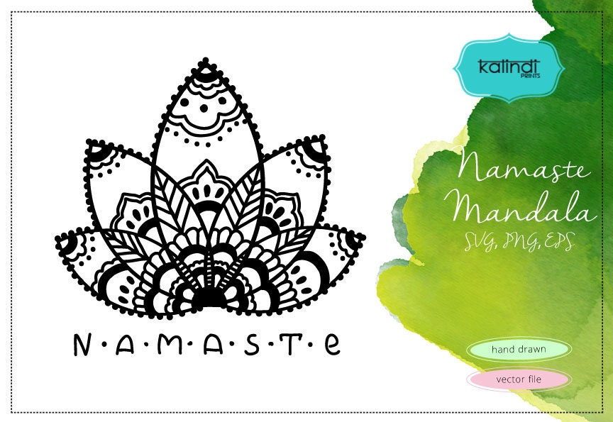 Download Namaste Mandala svg. Namaste Lotus vector clipart. Yoga svg.