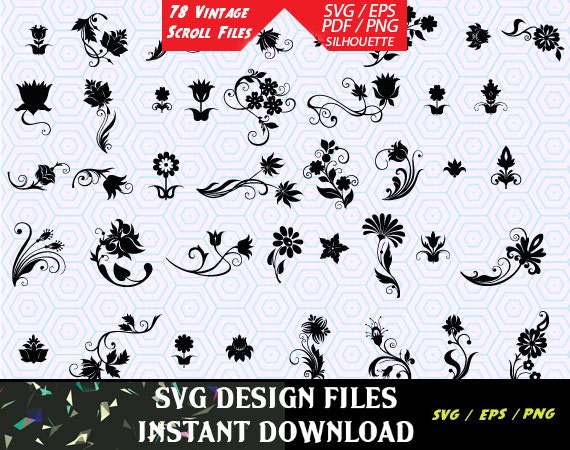 Download 78 Vintage Floral Scroll Files used for Vinyl cutting and