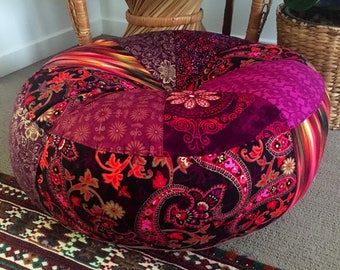 Unfilled 20 Inch Diameter Bohemian Rhapsody Pouffe Cover, Made in Australia, Boho Pouf, Floor Cushion, Meditation Cushion, Floor Seating