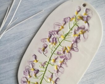 Decorative ceramic tray with wisteria-floral cutting board-gift for Mother-Table accessories-Ceramic for the table