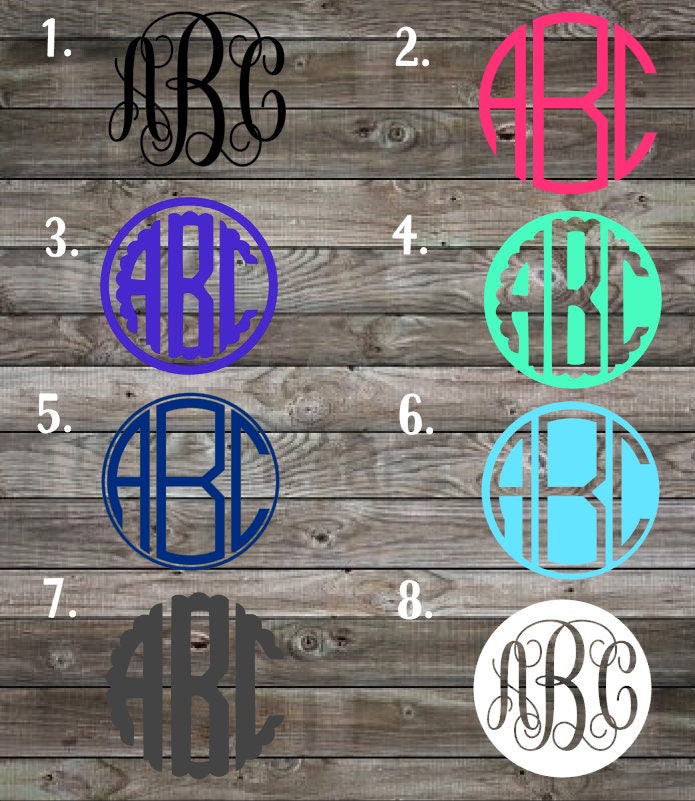 Monogram Decals Custom Monogram Sticker Vinyl Decal