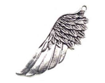 2 Silver Angel Wing Charm 58x22mm by TIJC SP0270