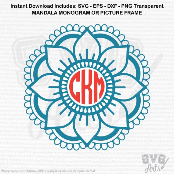 Download Mandala SVG EPS DXF & Png 1 Mandala Monogram Frame