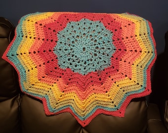 Crochet Rainbow Blanket - 12 Point Star