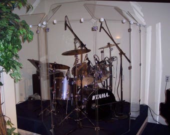 Drum Shield Drum Screen DS6D Six Drum Panels 2ft Wide x 5 ft tall with Deflectors Total Height 6ft