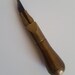 Vintage utility knife, crafting or possibly leather working knife, nicely engineered with a brass screw fastener and swirl plastic handle