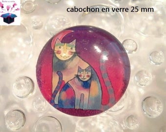 1 cabochon clear 25 mm naive cat theme