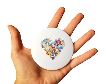 Colorful heart pocket mirror, rainbow colors