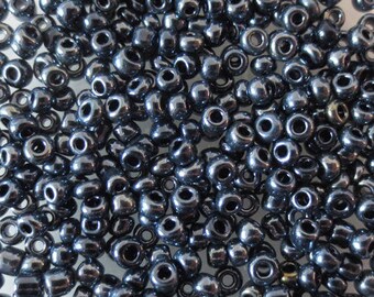 Seed beads 11/0 (2mm) shiny charcoal